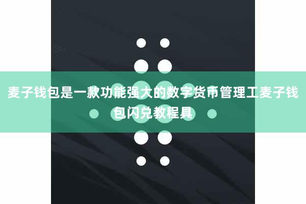 麦子钱包是一款功能强大的数字货币管理工麦子钱包闪兑教程具